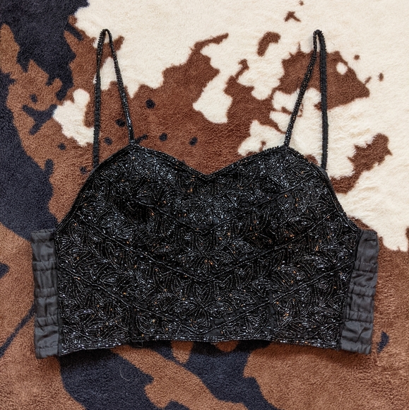 80s EMBROIDERED BUSTIER - Picture 1 of 6